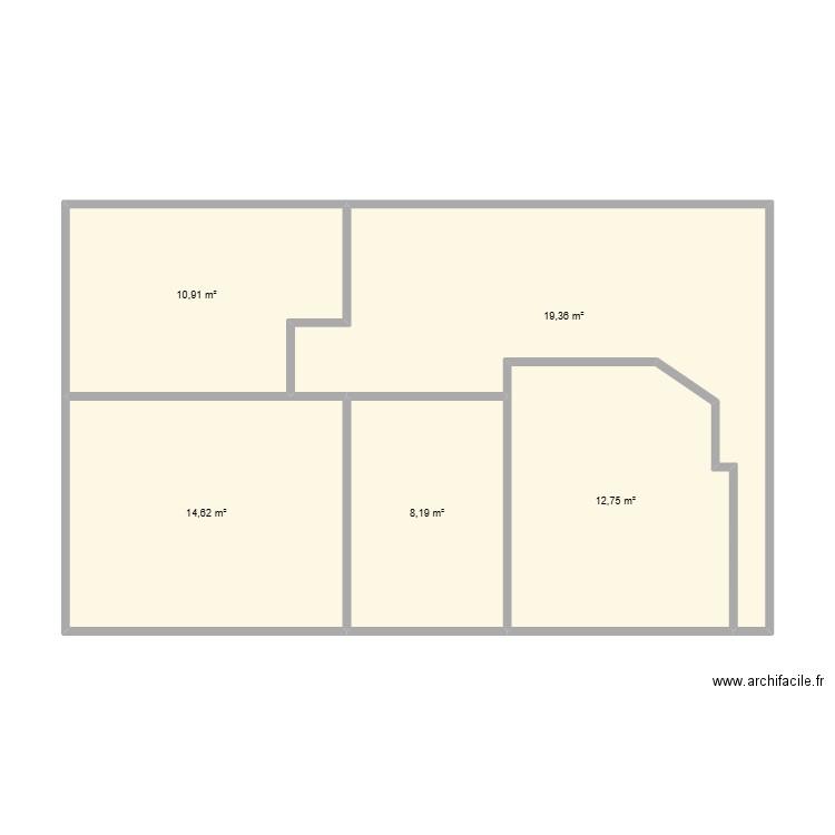 ETAGE ANNE. Plan de 5 pièces et 66 m2
