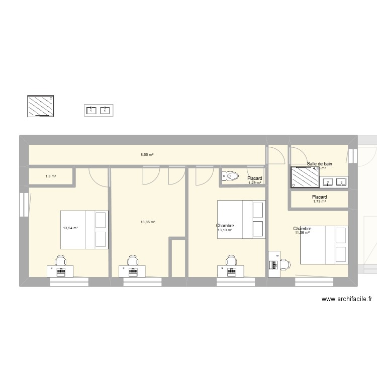SXS2. Plan de 14 pièces et 156 m2