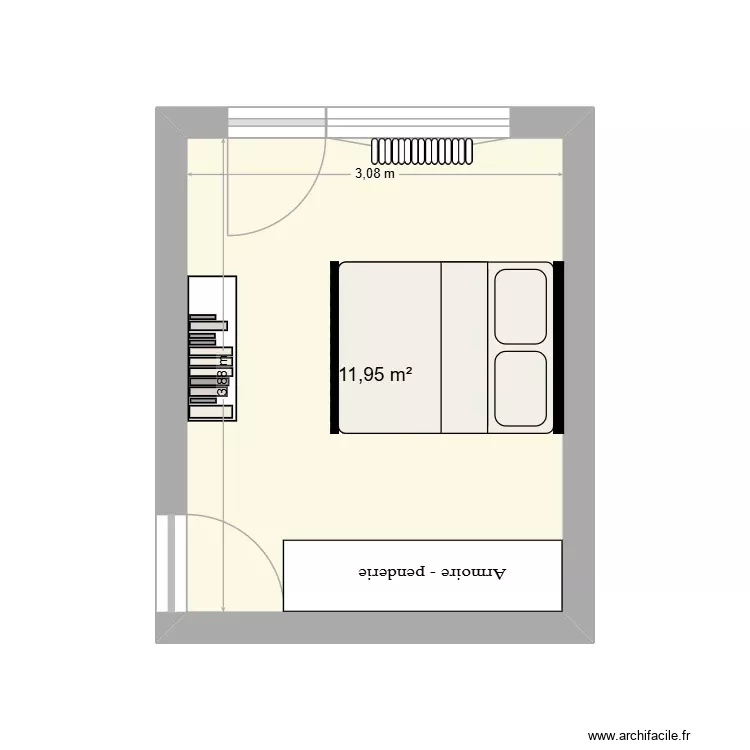 Chambre 1. Plan de 1 Pièce et 12 m² Chambre 1. Plan de 1 Pièce et 12 m²