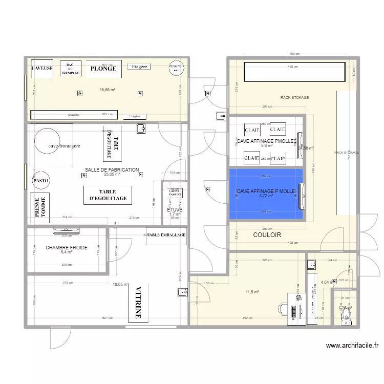 Fromagerie cave sous terre. Plan de 