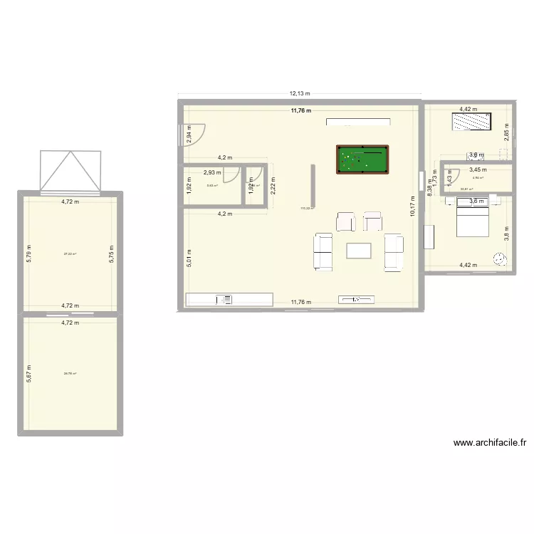 maison. Plan de 7  et 207 m²