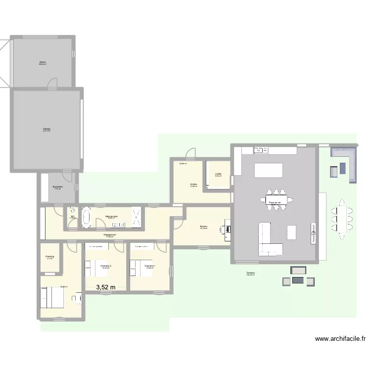 Maison. Plan de 16  et 419 m²