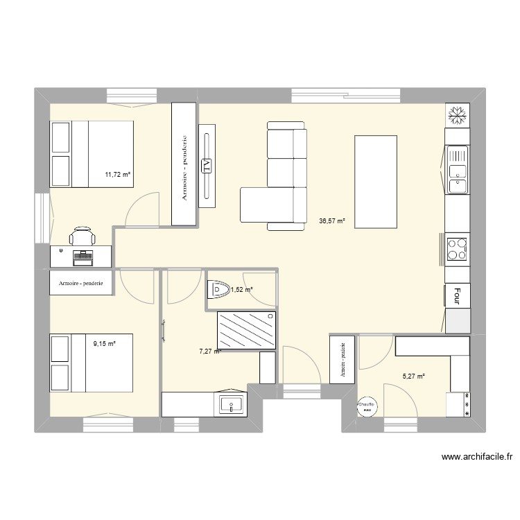 Plan Maison 70m2 3dnull