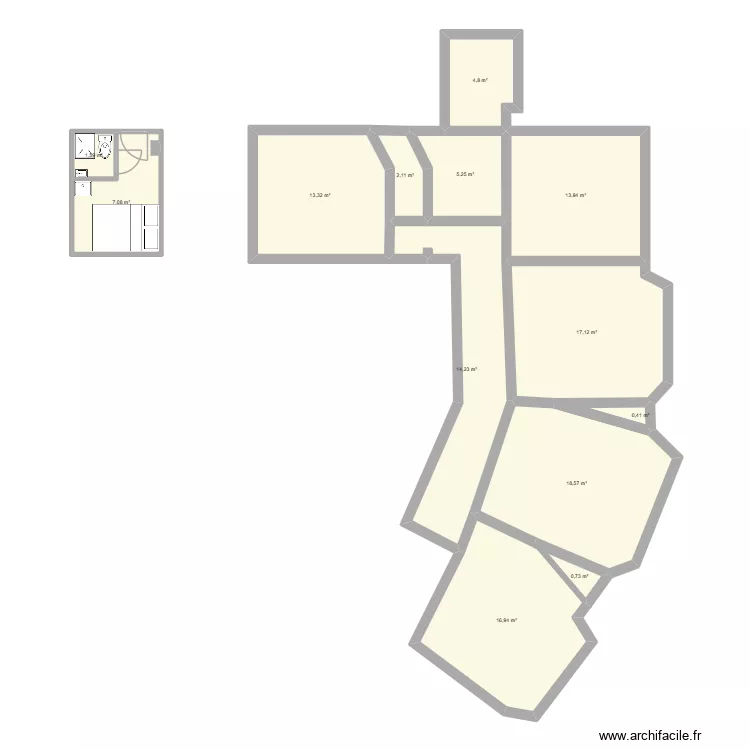 paris. Plan de 13  et 116 m²