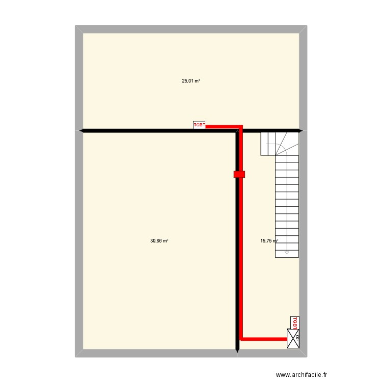 jj4 rdc. Plan de 3 pièces et 81 m2