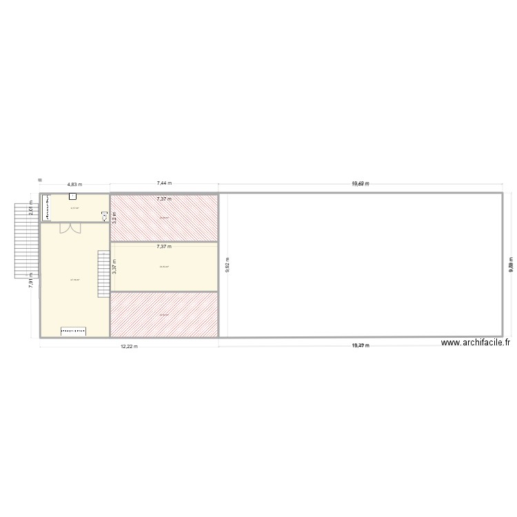 gite. Plan de 5 pièces et 118 m2