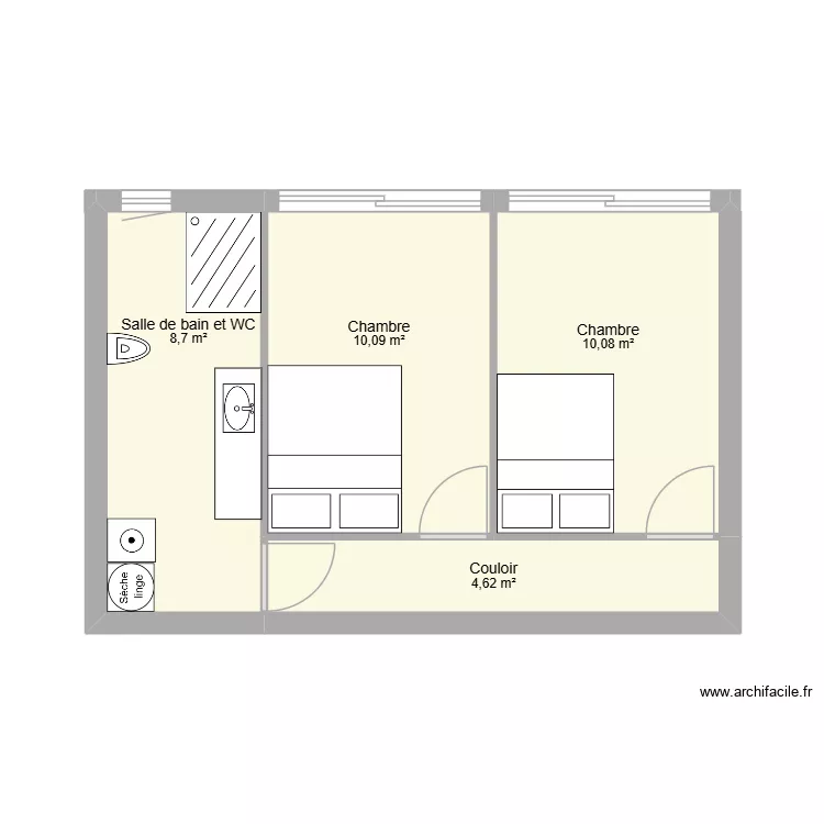 extension 1. Plan de 4  et 34 m²