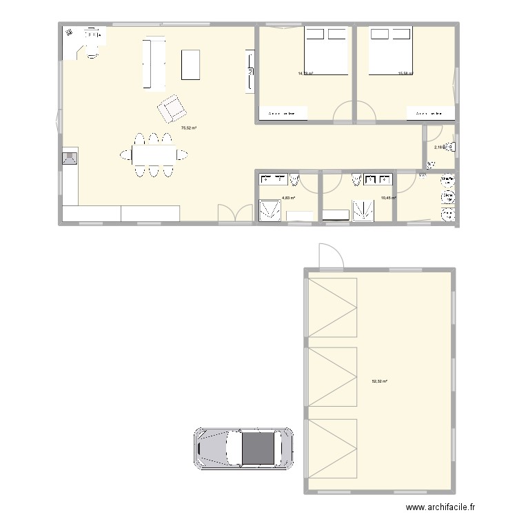 maison papi. Plan de 7 pièces et 176 m2