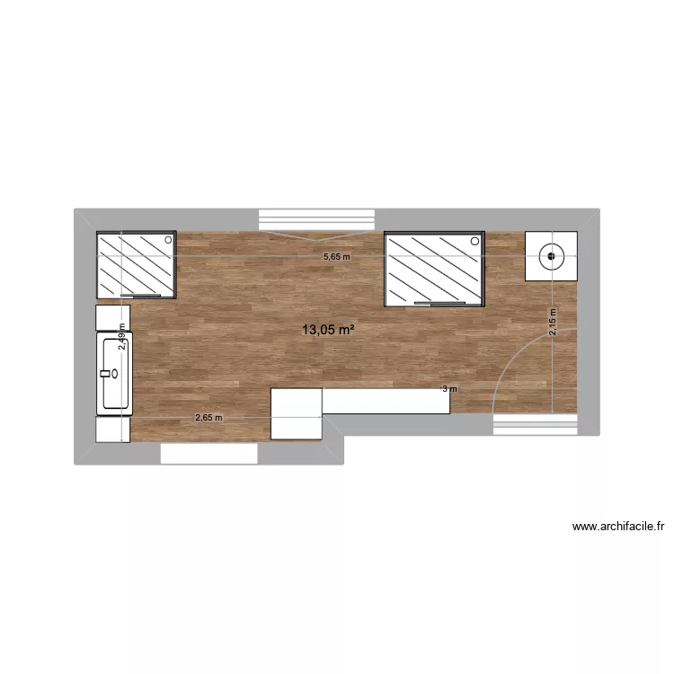 Nouvelle SDB. Plan de 1 Pièce et 13 m² Nouvelle SDB. Plan de 1 Pièce et 13 m²