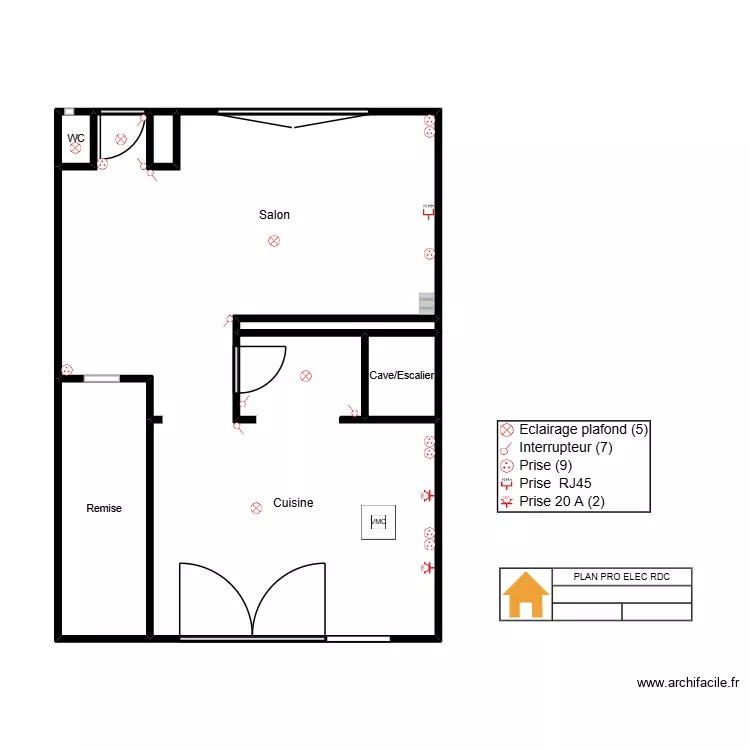 FARCI RDC PRO ELEC. Plan de 6  et 56 m²