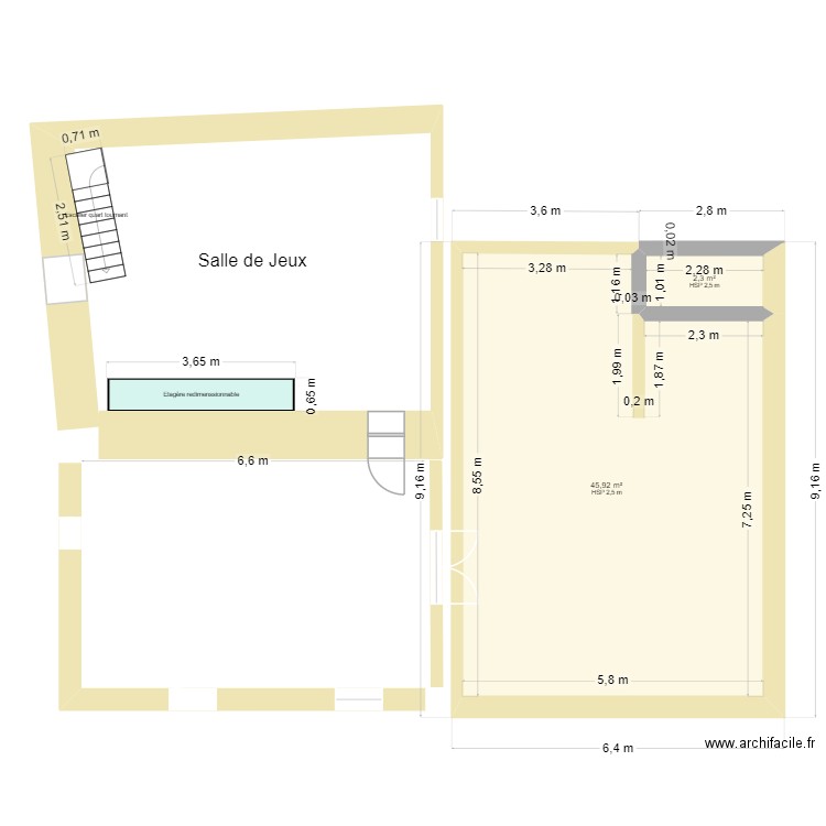 Belvezet maison principale. Plan de 2 pièces et 48 m2