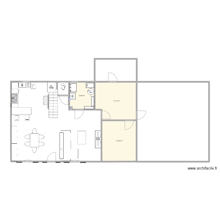 maison étage 1.2. Plan de 3 pièces et 29 m2