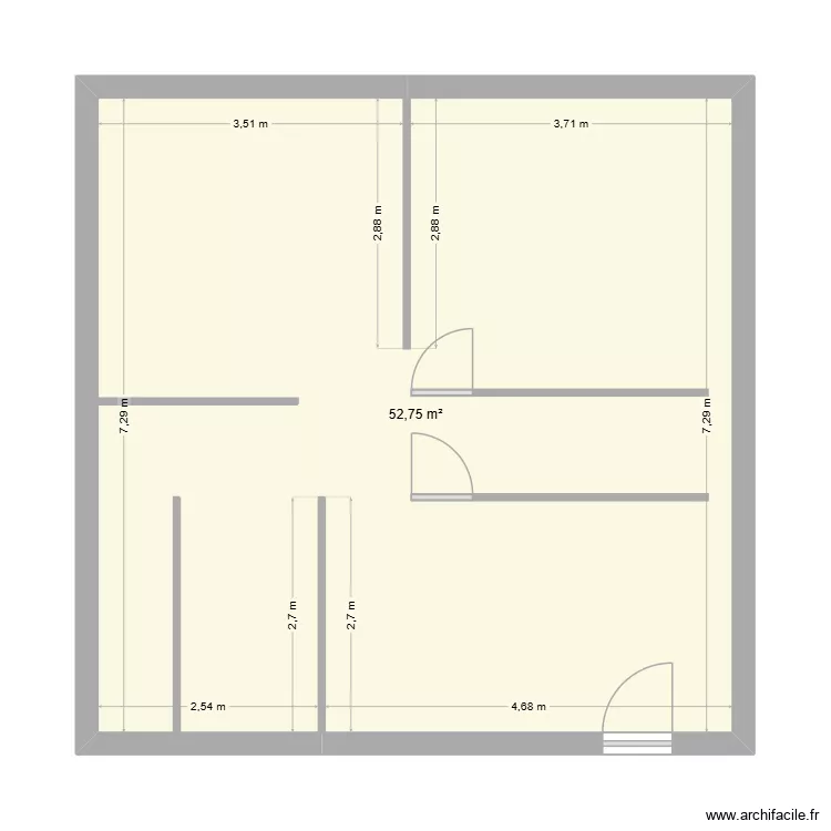 Oinville 2. Plan de 1  et 53 m²