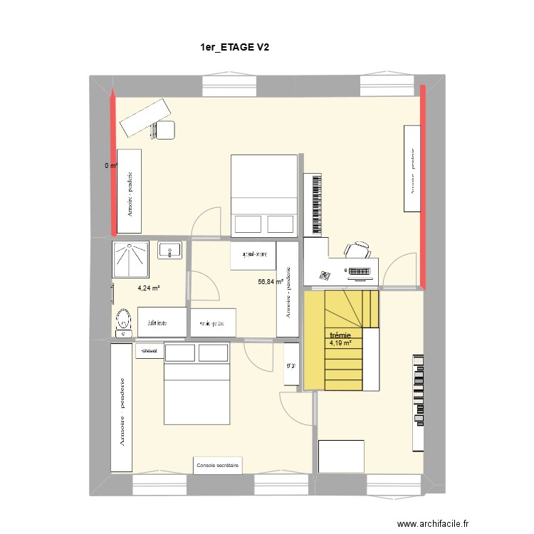 1er_ETAGE V2_K_6. Plan de 4 pièces et 65 m2
