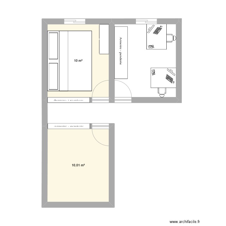 5LMN. Plan de 2 pièces et 20 m2