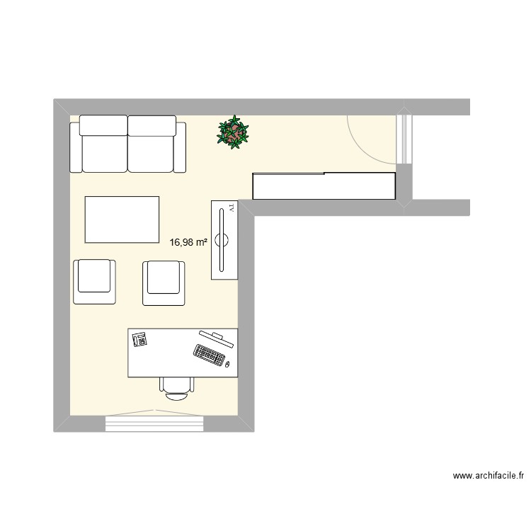 V2 MODIFIABLE. Plan de 1 pièce et 17 m2