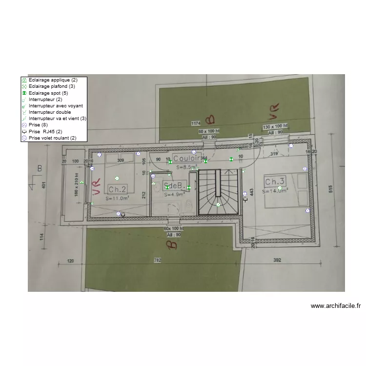 plan elec &eacute;tage. Plan de 