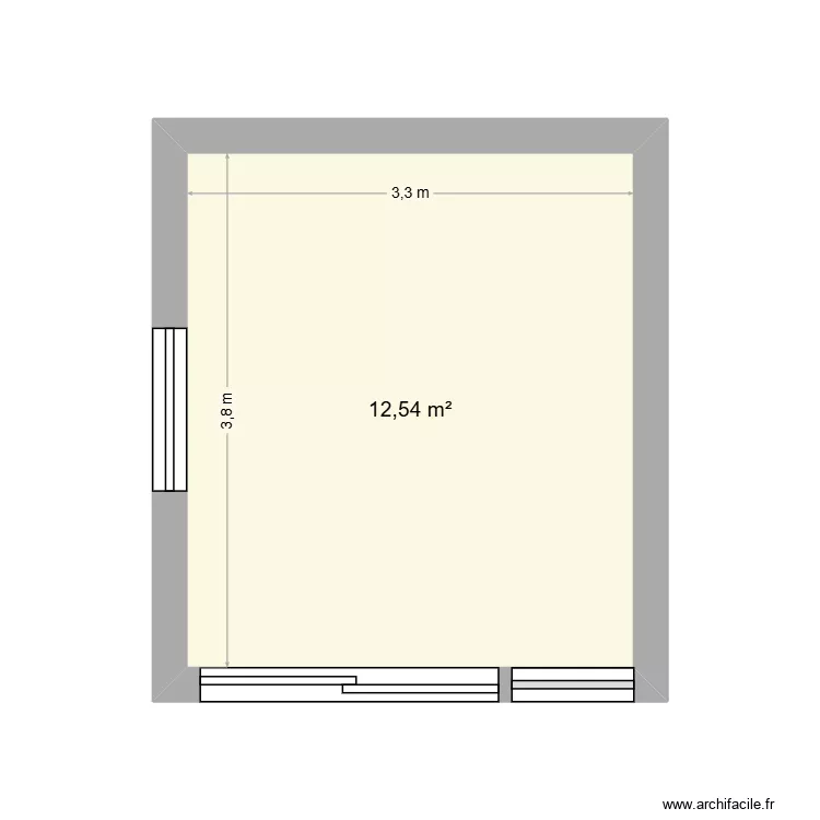 sol1. Plan de 1 Pièce et 13 m²