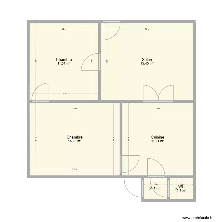 PLan avec extension. Plan de 6  et 55 m²