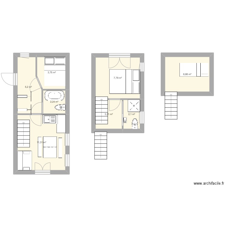 DUPLEX ALPE. Plan de 8 pièces et 42 m2