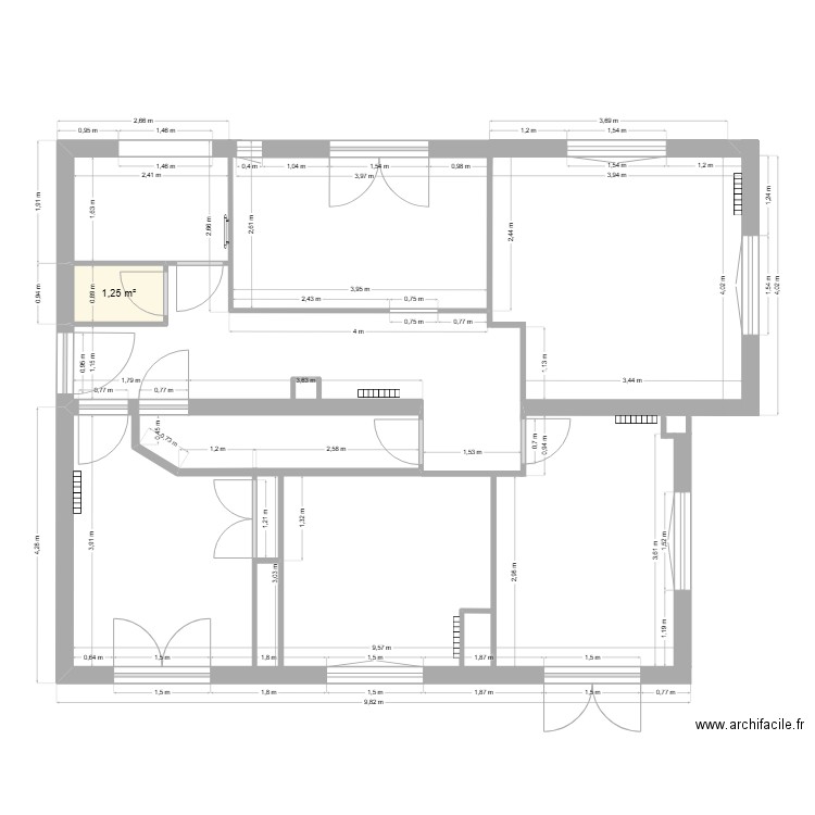 plan rdc. Plan de 1 pièce et 1 m2