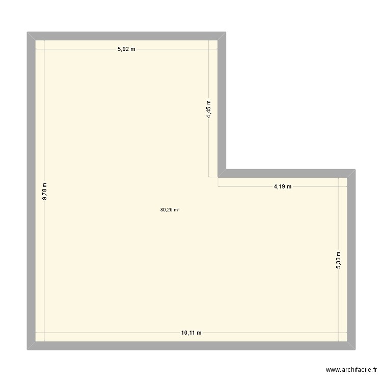 appart RDC. Plan de 1 pièce et 80 m2