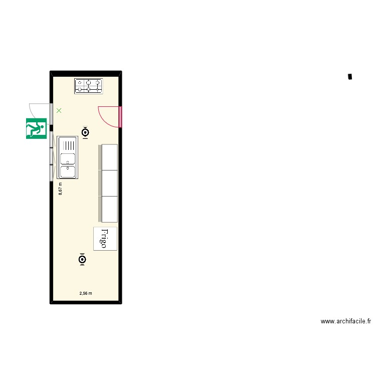 Armande_cuisine. Plan de 1 pièce et 22 m2