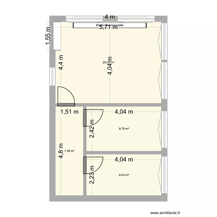 CDC batiment 2. Plan de 4  et 51 m²
