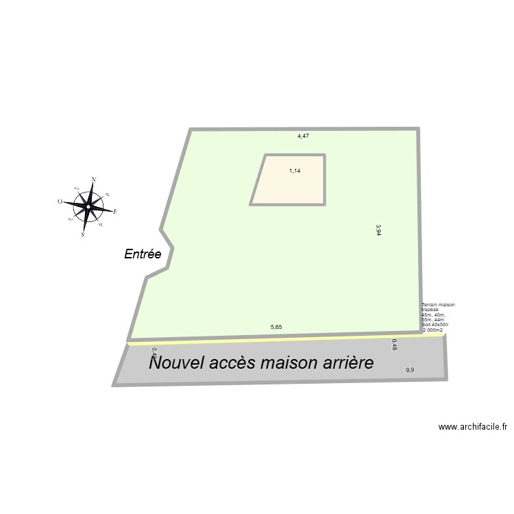 Maison Eliane partition 05. Plan de 3 pièces et 26 m2