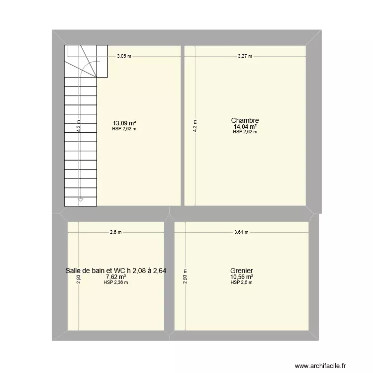 Maison Orliénas - Etage 1. Plan de 4 Pièces et 45 m² Maison Orliénas - Etage 1. Plan de 4 Pièces et 45 m²
