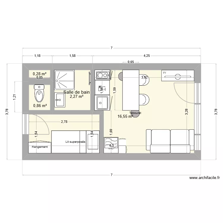 Studio Boedette. Plan de 4 et 20 m² Studio Boedette. Plan de 4 et 20 m²
