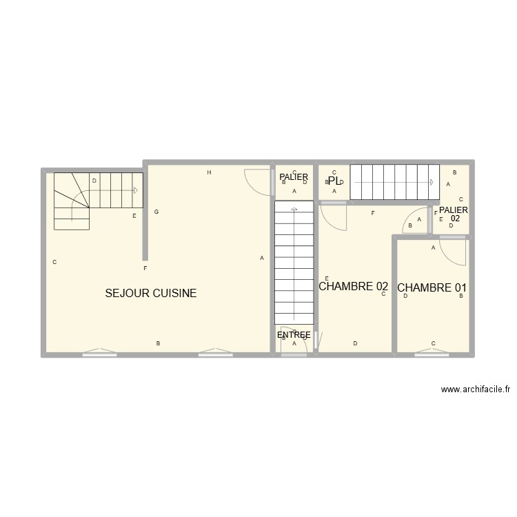 PLAN GAJAN 1 ER ETAGE. Plan de 9 pièces et 39 m2