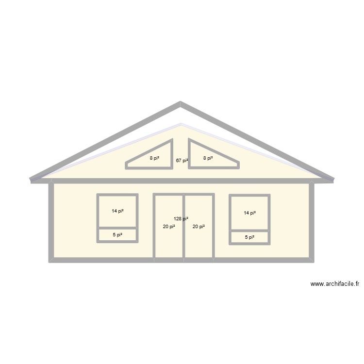 Façade. Plan de 10 pièces et 33 m2