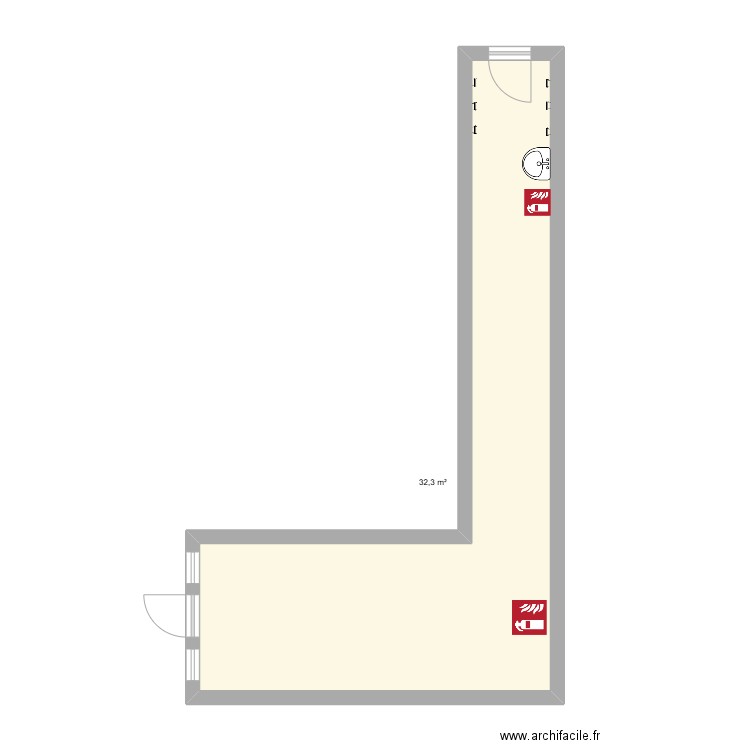 Couloir. Plan de 1 pièce et 32 m2