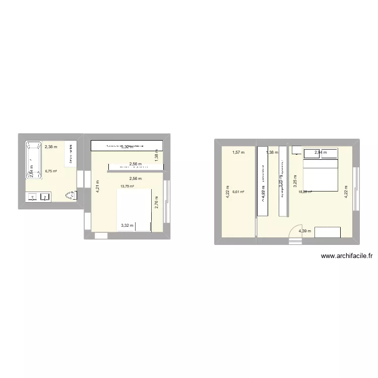 chambre extention. Plan de 