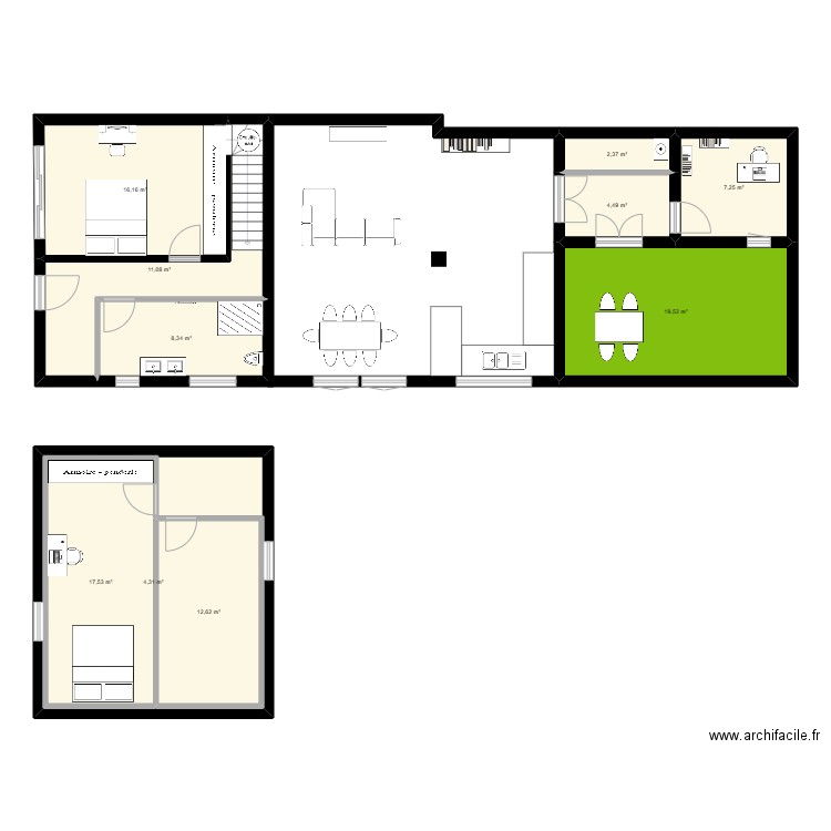 PLAIGNE 1. Plan de 10 pièces et 137 m2
