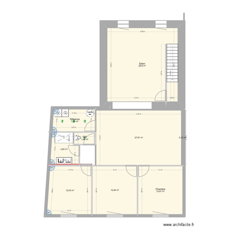 appartement A. Plan de 9 pièces et 106 m2