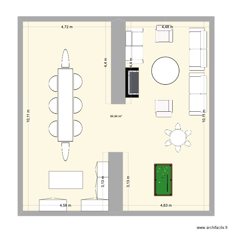 jean jean. Plan de 1 pièce et 95 m2