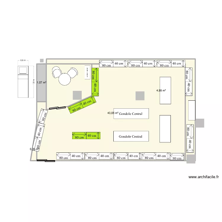 Salle Conseil Pharmacie modif&eacute;. Plan de 4  et 50 m²