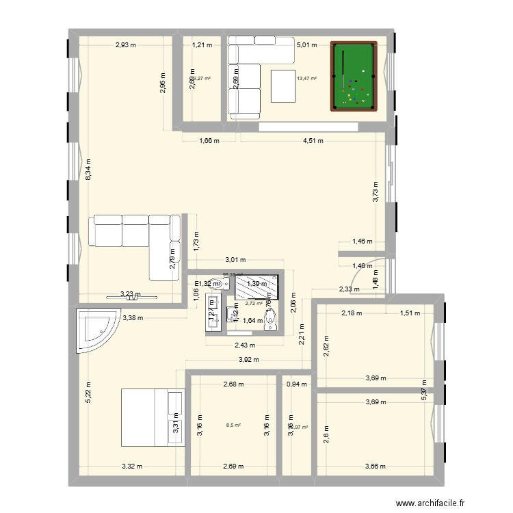 maison. Plan de 6 pièces et 130 m2