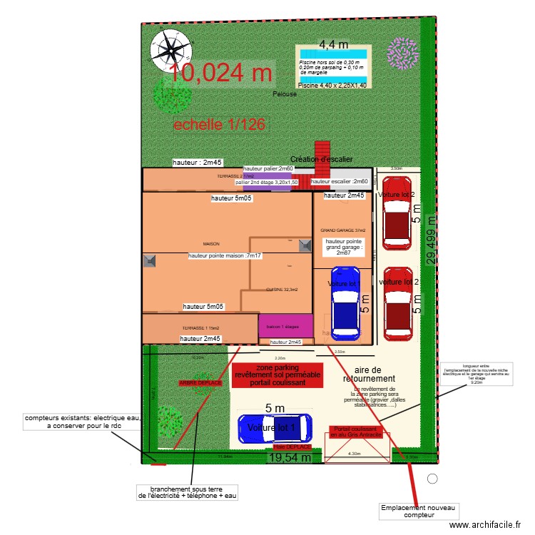 plan de masse apres travaux  Enedis. Plan de 6 pièces et 566 m2