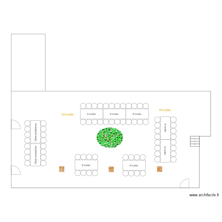 Plan Dîner Laura & David - cour 2. Plan de 2 pièces et 159 m2