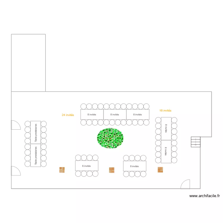 Plan D&icirc;ner Laura & David - cour 2. Plan de 