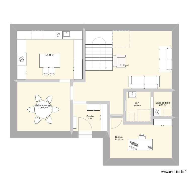 Maison A. Plan de 7 pièces et 87 m2