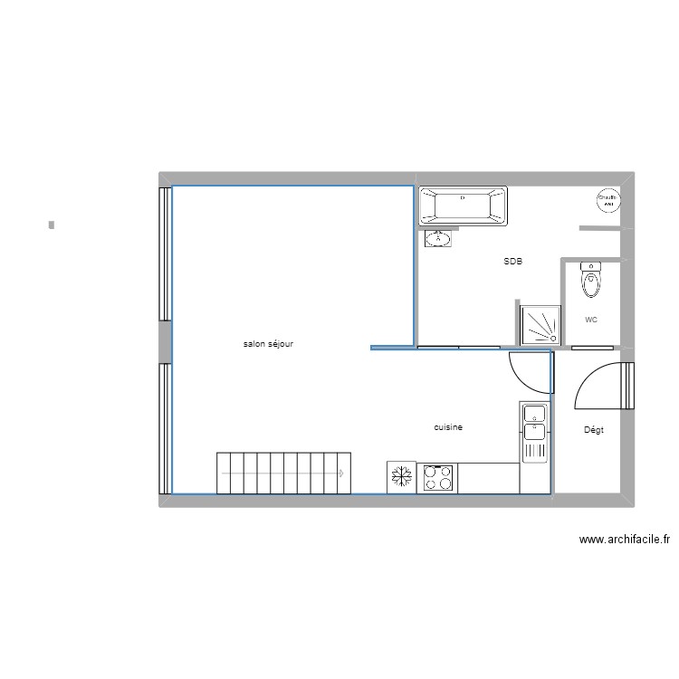 T4 2 CALAIS rdc. Plan de 4 pièces et 51 m2
