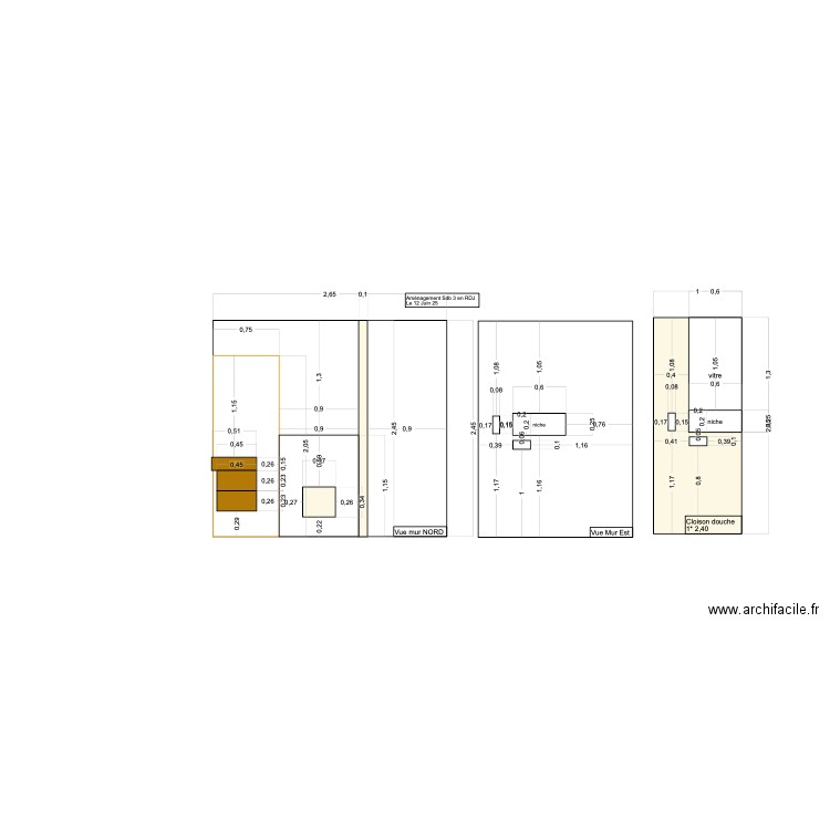 Aménagement Sdb 3 en RDJ. Plan de 0 pièce et 0 m2