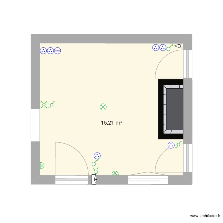 Sàm. Plan de 1 pièce et 15 m2