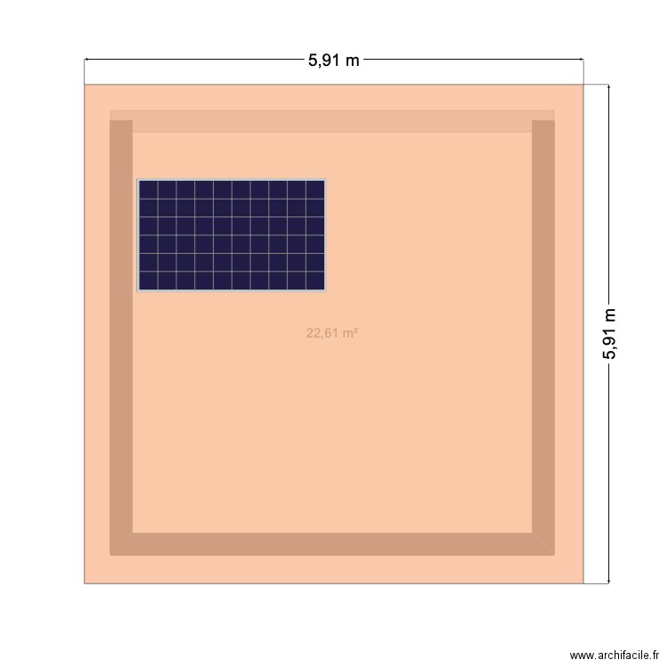 test. Plan de 1 pièce et 23 m2