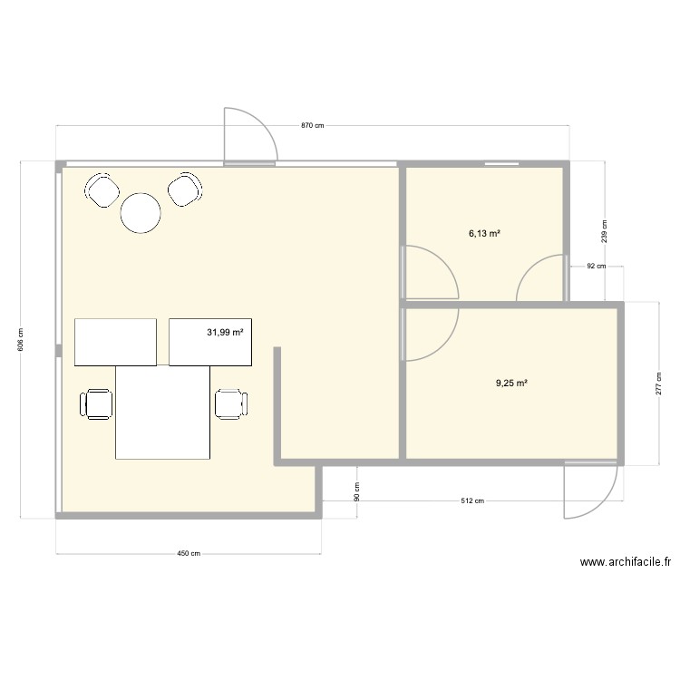 CHAMBERY. Plan de 3 pièces et 47 m2