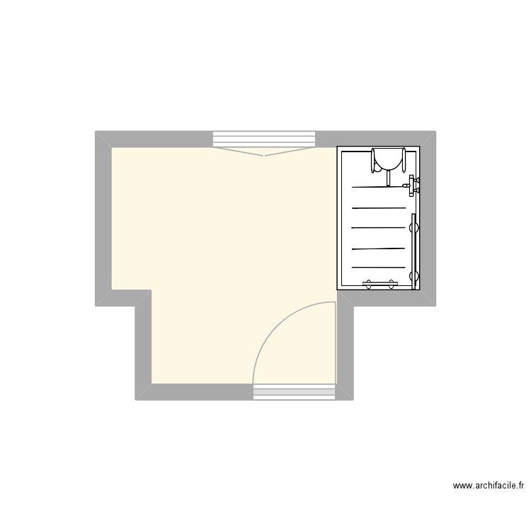 SDB. Plan de 1 pièce et 6 m2